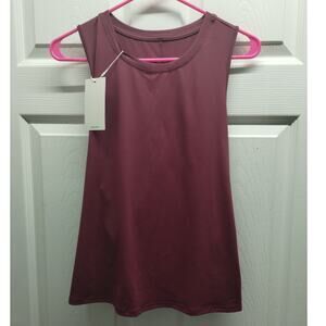 Halara NWT Women's Size Large Burgandy Cut Out Crossover Hem Solid Yoga Tank Top